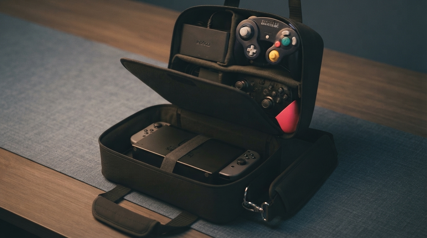 Editorial illustration for Five Switch 2 Travel Accessories, Matched to the Way You Actually Travel