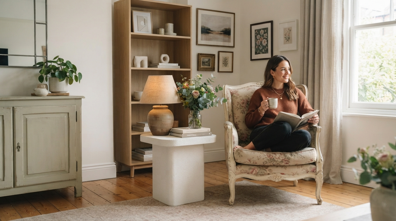 Editorial illustration for How to Bring 90s Shabby Chic Into a Modern Home Without the Time Capsule Effect
